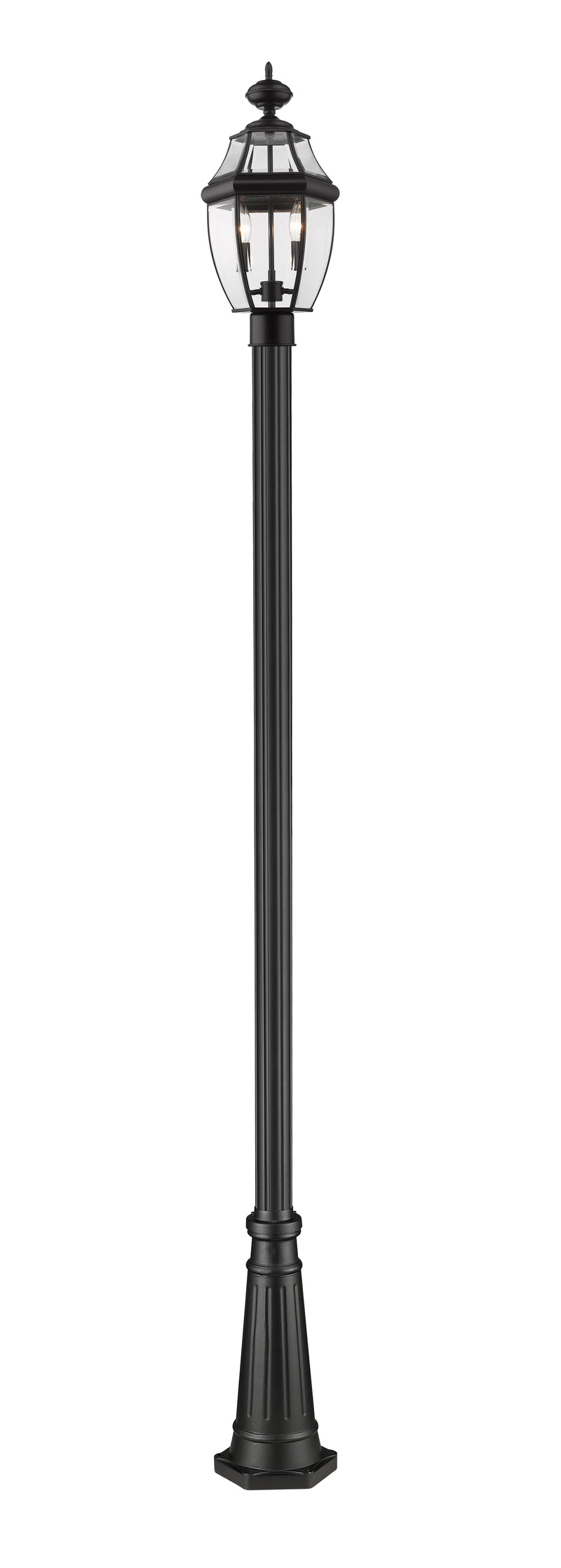 Westover 2 Light 10" Outdoor Post Mount Fixture in Black, 96" Cast Post, 10" Base
