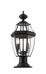 Westover 2 Light 10" Outdoor Post Mount Fixture in Black, Pier Mount, 6" Base