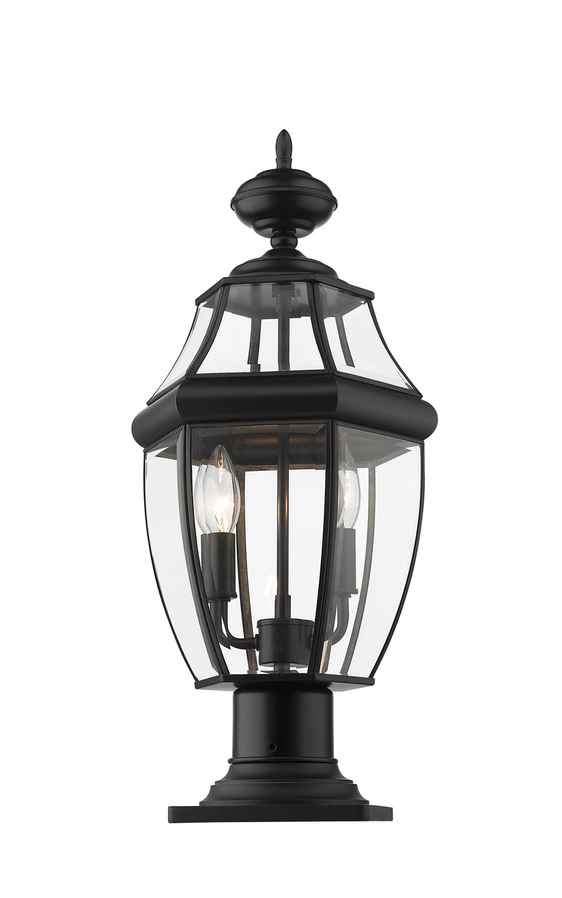 Westover 2 Light 10" Outdoor Post Mount Fixture in Black, Pier Mount, 6" Base