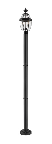 Westover 2 Light 10" Outdoor Post Mount Fixture in Black, 76" Cast Post, 9" Base