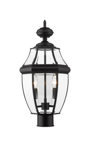 Westover 2 Light 10" Outdoor Post Mount Fixture in Black, Post Top Only