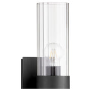 2 Light Clear Fluted Glass Wall Sconce in Textured Black