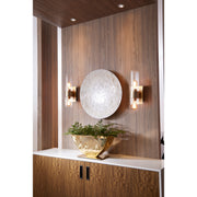 2 Light Clear Fluted Glass Wall Sconce in Aged Brass