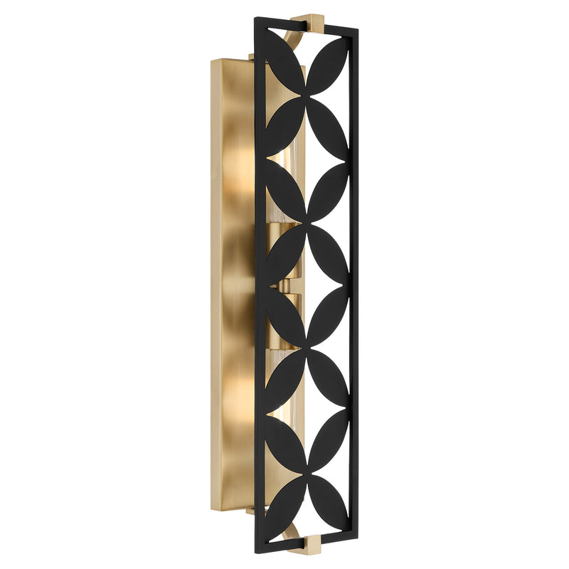 Mariposa 2 Light Vanity Light in Matte Black / Aged Brass