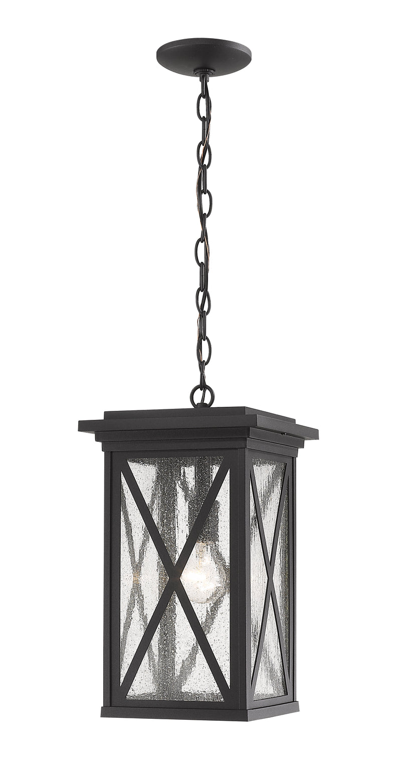 Brookside 1 Light 9.5" Outdoor Chain Mount Ceiling Fixture in Black