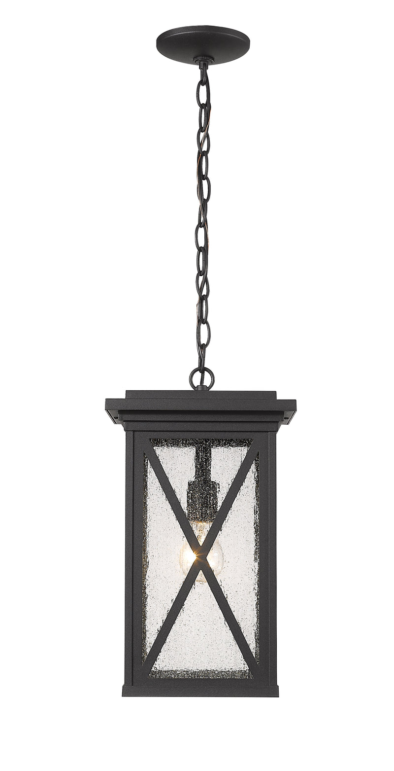 Brookside 1 Light 9.5" Outdoor Chain Mount Ceiling Fixture in Black