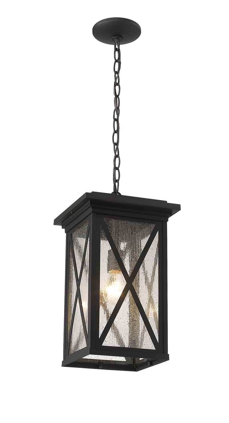 Brookside 1 Light 9.5" Outdoor Chain Mount Ceiling Fixture in Black