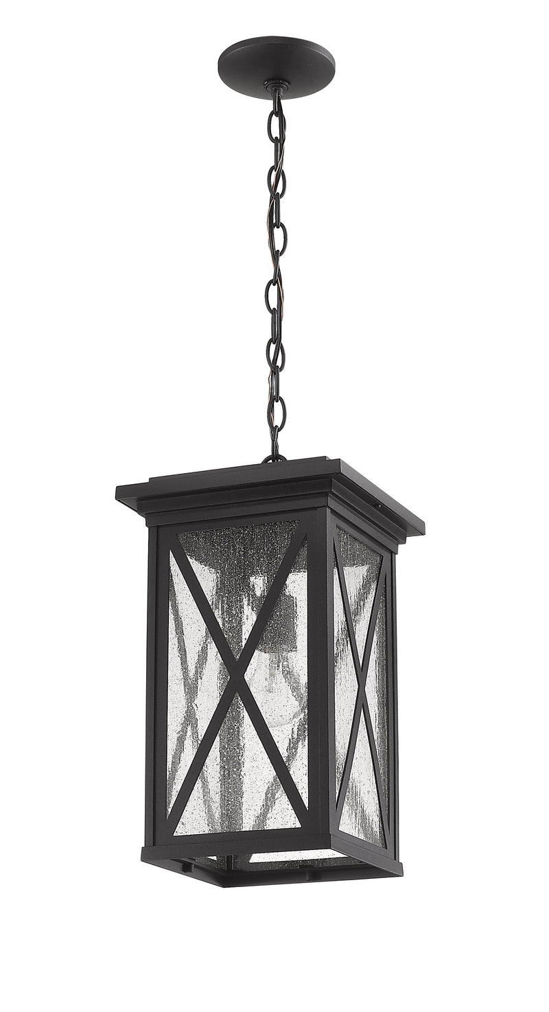 Brookside 1 Light 9.5" Outdoor Chain Mount Ceiling Fixture in Black