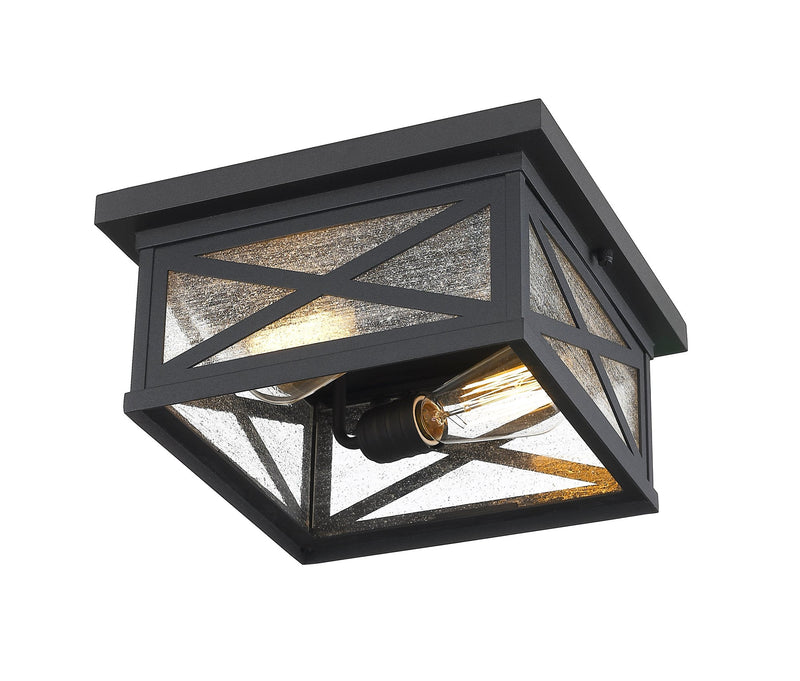 Brookside 2 Light 12" Outdoor Flush Mount in Black