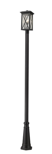 Brookside 1 Light 9.5" Outdoor Post Mount Fixture in Black, 96" Cast Post, 10" Base