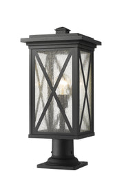 Brookside 1 Light 9.5" Outdoor Post Mount Fixture in Black, Pier Mount, 6" Base