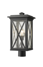Brookside 1 Light 9.5" Outdoor Post Mount Fixture in Black, Post Top Only, Round Fitter