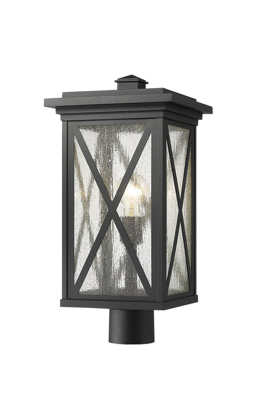 Brookside 1 Light 9.5" Outdoor Post Mount Fixture in Black, Post Top Only, Round Fitter