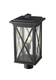 Brookside 1 Light 9.5" Outdoor Post Mount Fixture in Black, Post Top Only, Round Fitter