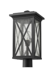 Brookside 1 Light 9.5" Outdoor Post Mount Fixture in Black, Post Top Only, Round Fitter