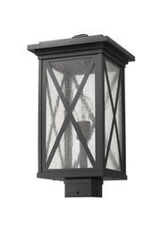 Brookside 1 Light 9.5" Outdoor Post Mount Fixture in Black, Post Top Only, Square Fitter