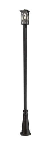 Brookside 1 Light 7.5" Outdoor Post Mount Fixture in Black, 96" Cast Post, 10" Base