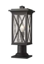Brookside 1 Light 7.5" Outdoor Post Mount Fixture in Black, Pier Mount, 6" Base