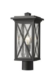 Brookside 1 Light 7.5" Outdoor Post Mount Fixture in Black, Post Top Only, Round Fitter
