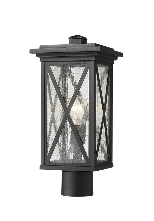 Brookside 1 Light 7.5" Outdoor Post Mount Fixture in Black, Post Top Only, Round Fitter