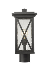 Brookside 1 Light 7.5" Outdoor Post Mount Fixture in Black, Post Top Only, Round Fitter