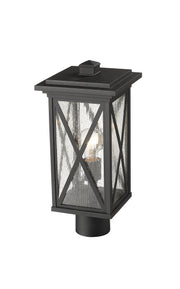 Brookside 1 Light 7.5" Outdoor Post Mount Fixture in Black, Post Top Only, Round Fitter