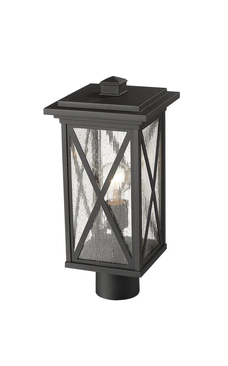 Brookside 1 Light 7.5" Outdoor Post Mount Fixture in Black, Post Top Only, Round Fitter