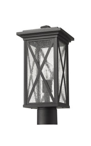 Brookside 1 Light 7.5" Outdoor Post Mount Fixture in Black, Post Top Only, Round Fitter