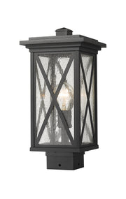 Brookside 1 Light 7.5" Outdoor Post Mount Fixture in Black, Post Top Only, Square Fitter