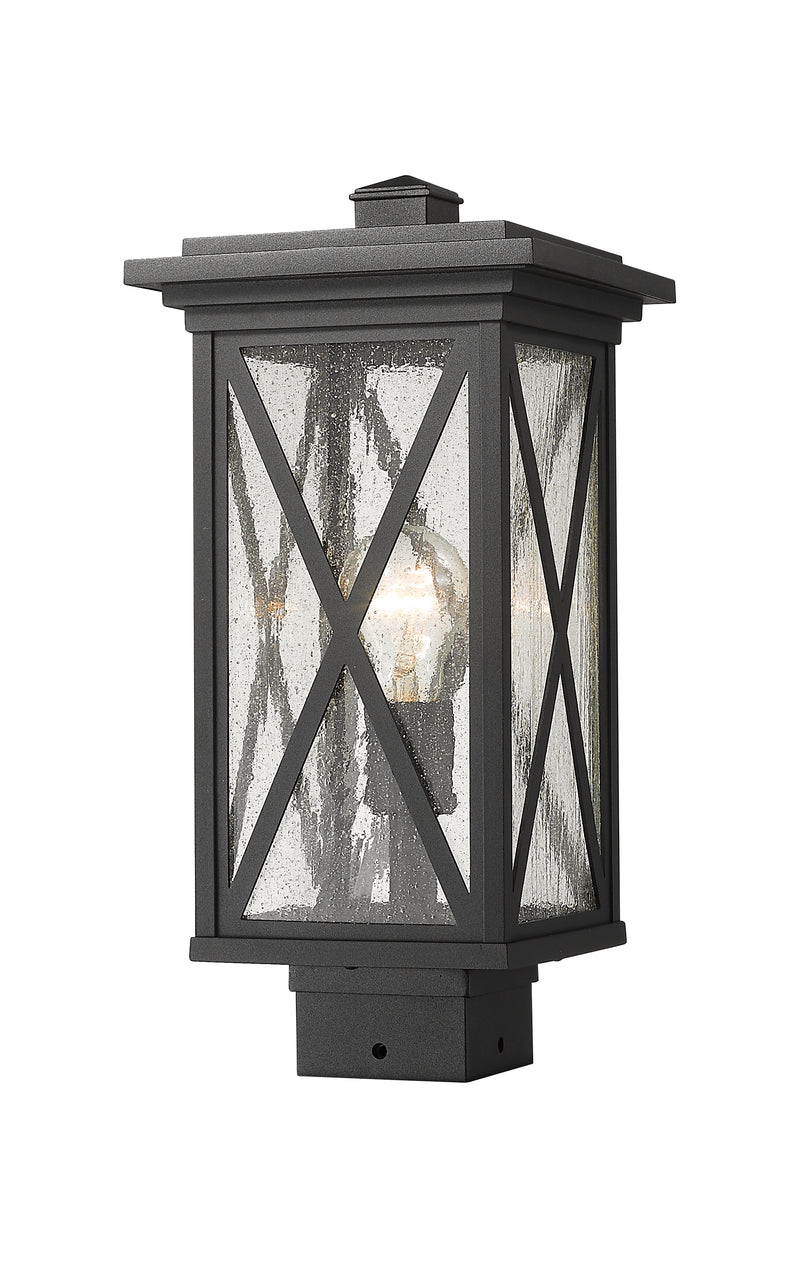 Brookside 1 Light 7.5" Outdoor Post Mount Fixture in Black, Post Top Only, Square Fitter