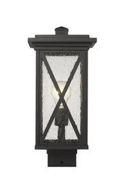 Brookside 1 Light 7.5" Outdoor Post Mount Fixture in Black, Post Top Only, Square Fitter