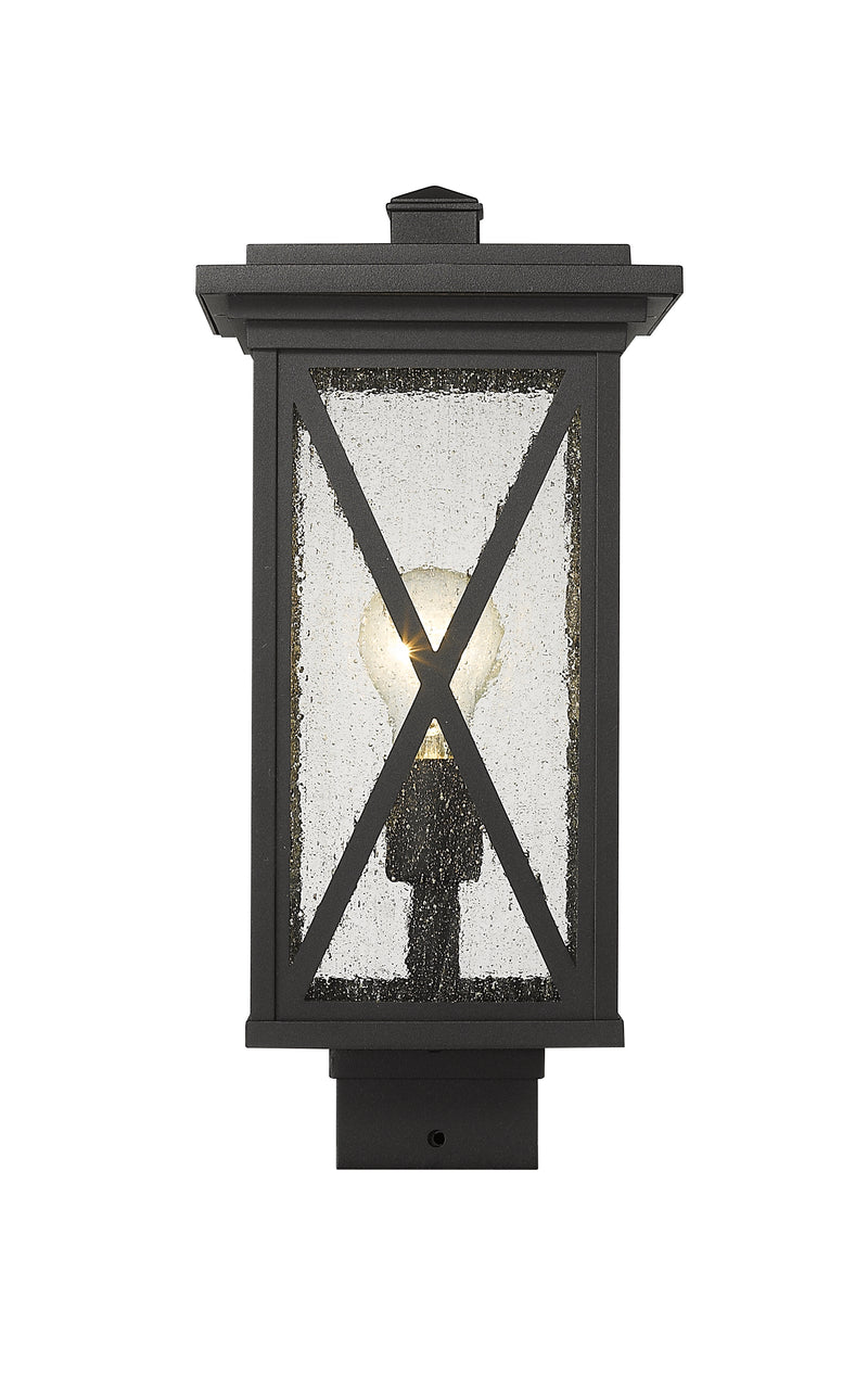 Brookside 1 Light 7.5" Outdoor Post Mount Fixture in Black, Post Top Only, Square Fitter