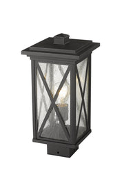 Brookside 1 Light 7.5" Outdoor Post Mount Fixture in Black, Post Top Only, Square Fitter