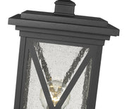 Brookside 1 Light 7.5" Outdoor Post Mount Fixture in Black, Post Top Only, Square Fitter