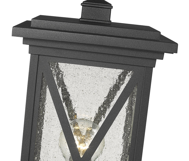 Brookside 1 Light 7.5" Outdoor Post Mount Fixture in Black, Post Top Only, Square Fitter