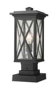 Brookside 1 Light 7.5" Outdoor Post Mount Fixture in Black, Square Pier Mount