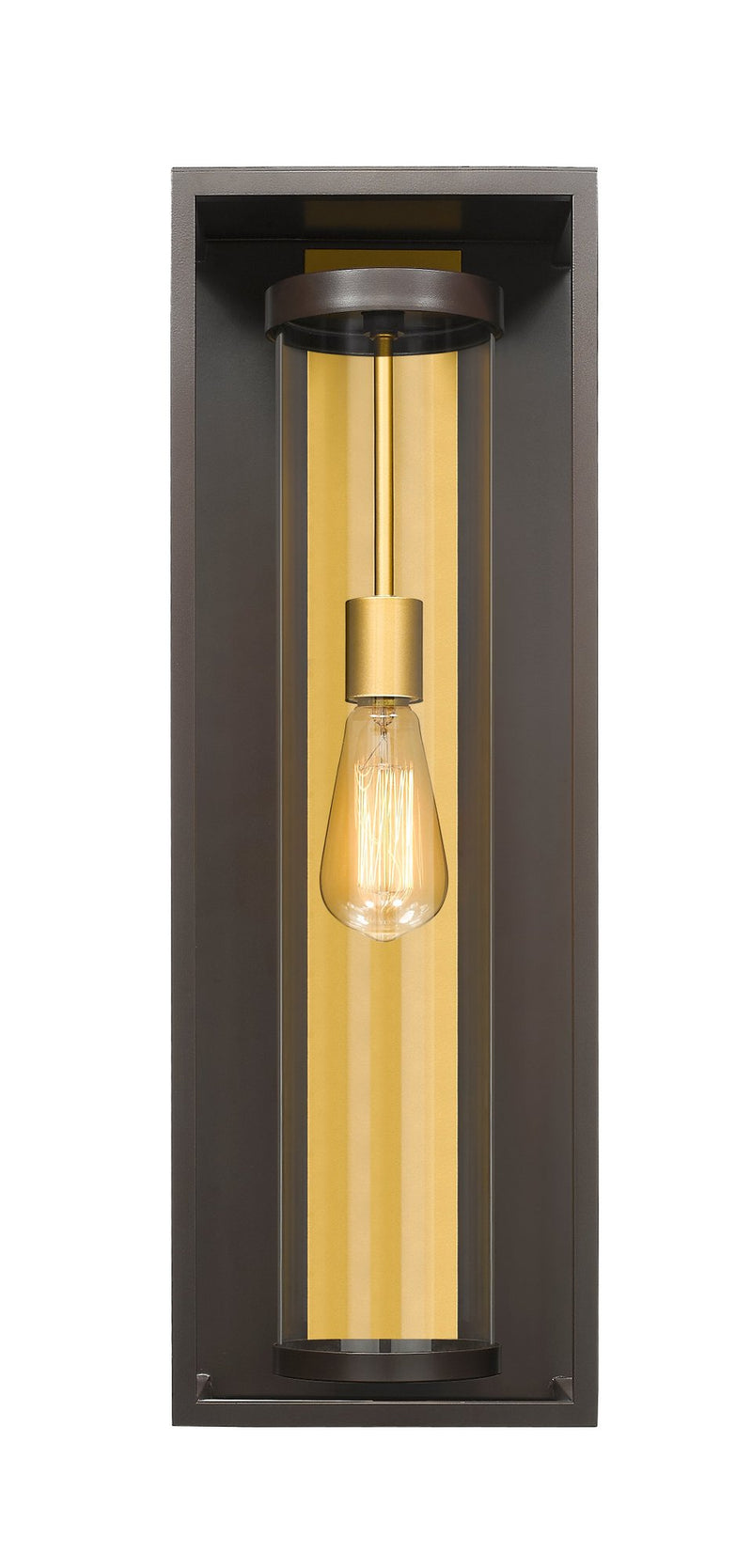 Dunbroch 1 Light 8" Outdoor Wall Light, 24.25" Tall in Deep Bronze + Outdoor Brass
