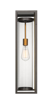 Dunbroch 1 Light 8" Outdoor Wall Light, 24.25" Tall in Deep Bronze + Outdoor Brass