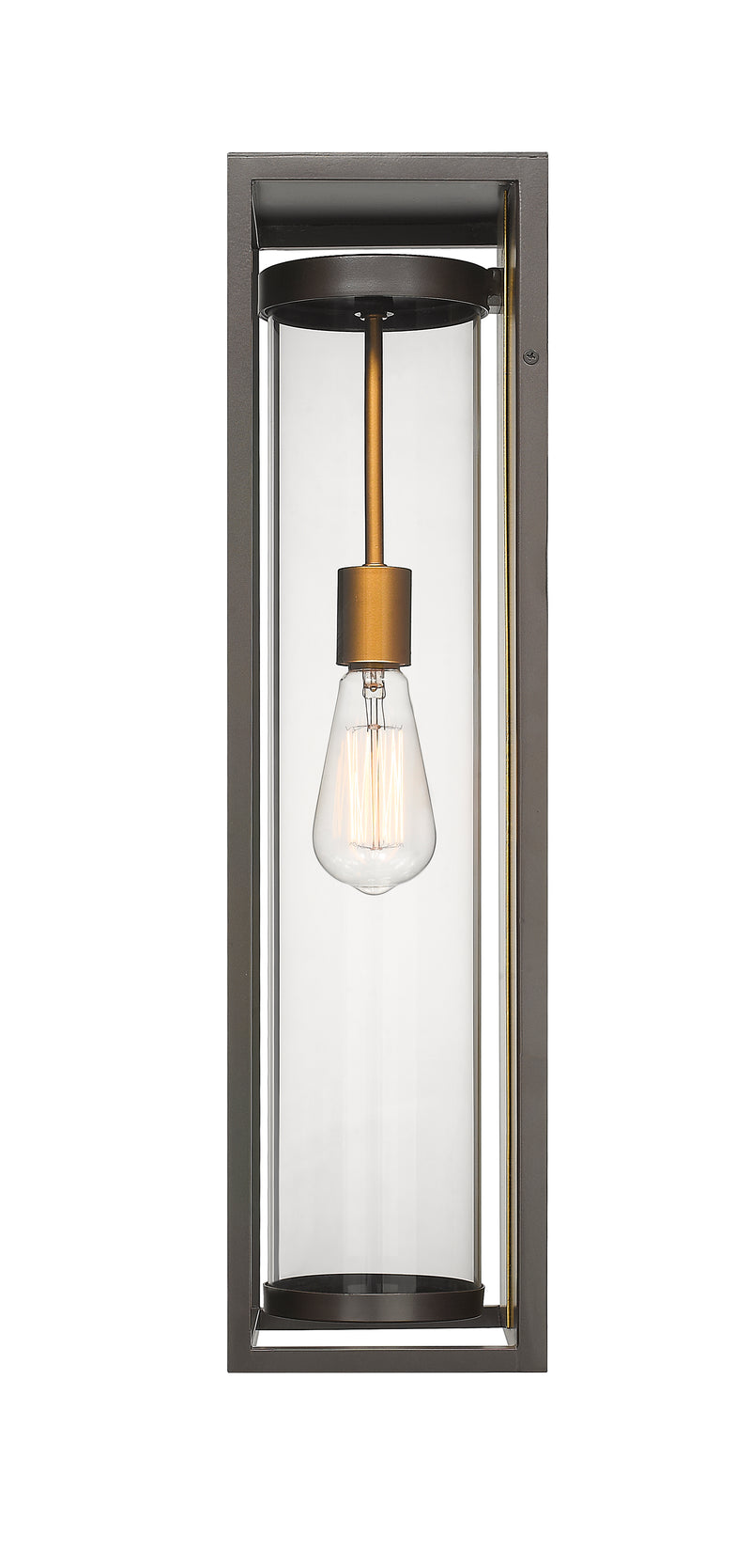 Dunbroch 1 Light 8" Outdoor Wall Light, 24.25" Tall in Deep Bronze + Outdoor Brass