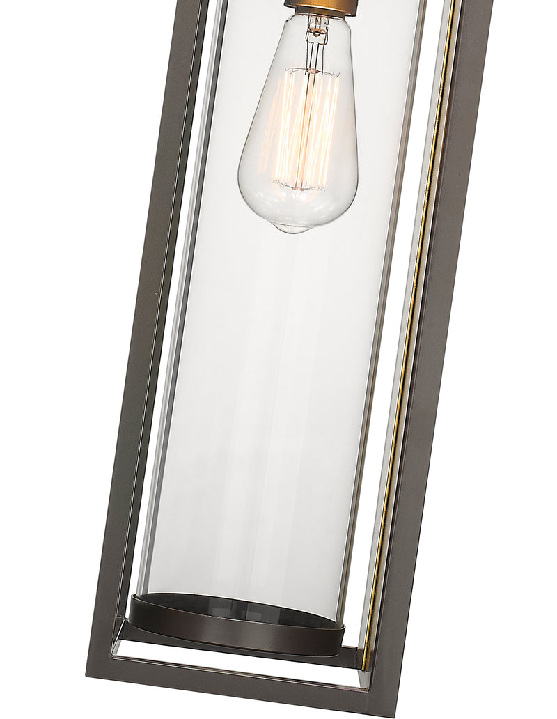 Dunbroch 1 Light 8" Outdoor Wall Light, 24.25" Tall in Deep Bronze + Outdoor Brass