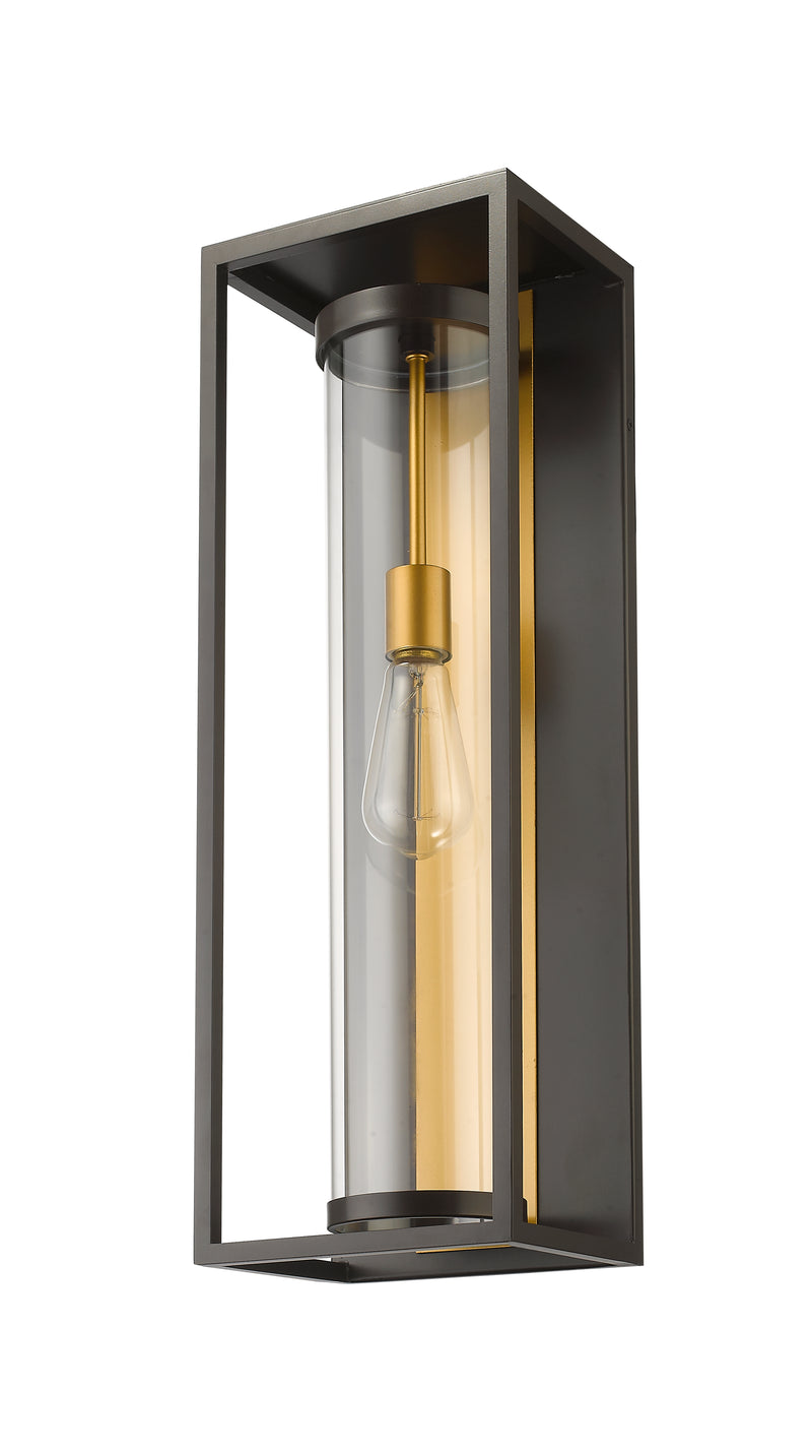 Dunbroch 1 Light 8" Outdoor Wall Light, 24.25" Tall in Deep Bronze + Outdoor Brass