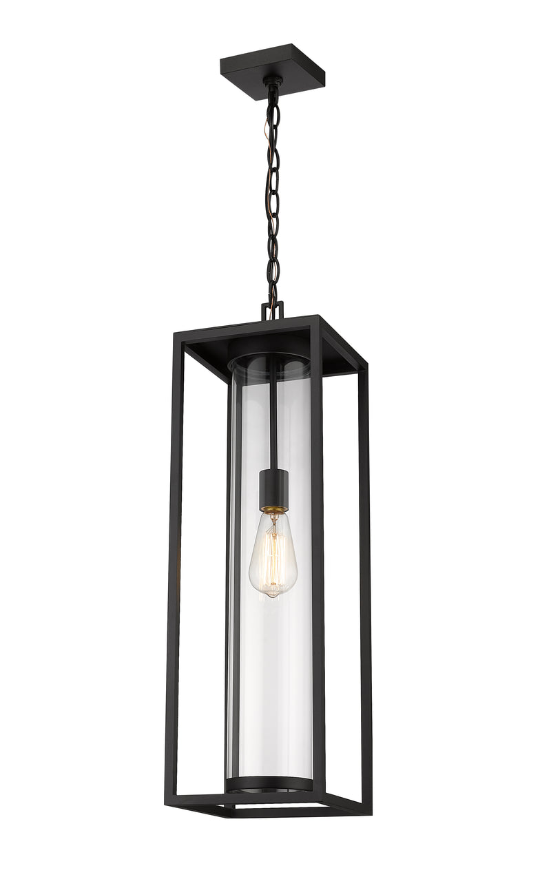 Dunbroch 1 Light 8" Outdoor Chain Mount Ceiling Fixture in Black