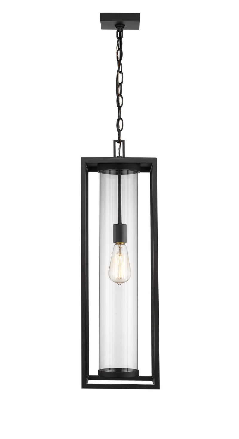 Dunbroch 1 Light 8" Outdoor Chain Mount Ceiling Fixture in Black