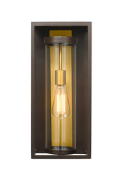 Dunbroch 1 Light 8" Outdoor Wall Light, 18.25" Tall in Deep Bronze + Outdoor Brass