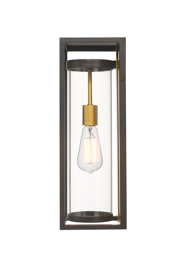 Dunbroch 1 Light 8" Outdoor Wall Light, 18.25" Tall in Deep Bronze + Outdoor Brass
