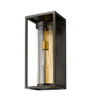 Dunbroch 1 Light 8" Outdoor Wall Light, 18.25" Tall in Deep Bronze + Outdoor Brass