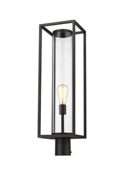Dunbroch 1 Light 8" Outdoor Post Mount Fixture, 27.75" Tall Lantern in Black, Post Top Only, Round Fitter
