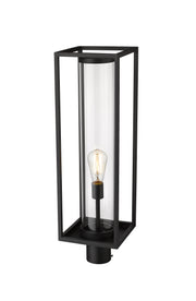Dunbroch 1 Light 8" Outdoor Post Mount Fixture, 27.75" Tall Lantern in Black, Post Top Only, Round Fitter