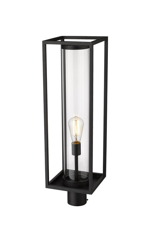 Dunbroch 1 Light 8" Outdoor Post Mount Fixture, 27.75" Tall Lantern in Black, Post Top Only, Round Fitter