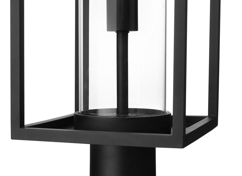 Dunbroch 1 Light 8" Outdoor Post Mount Fixture, 27.75" Tall Lantern in Black, Post Top Only, Round Fitter